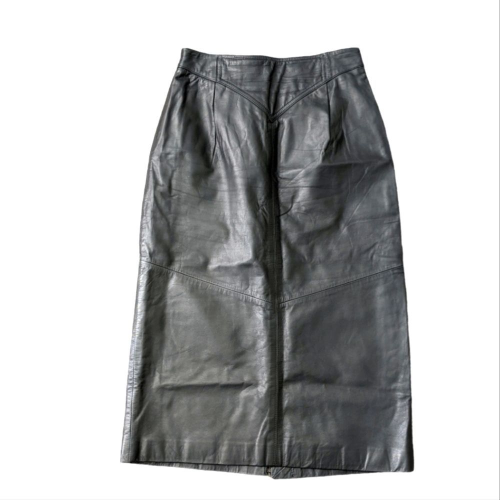 Vintage Genuine Leather Maxi Skirt Black Size Large